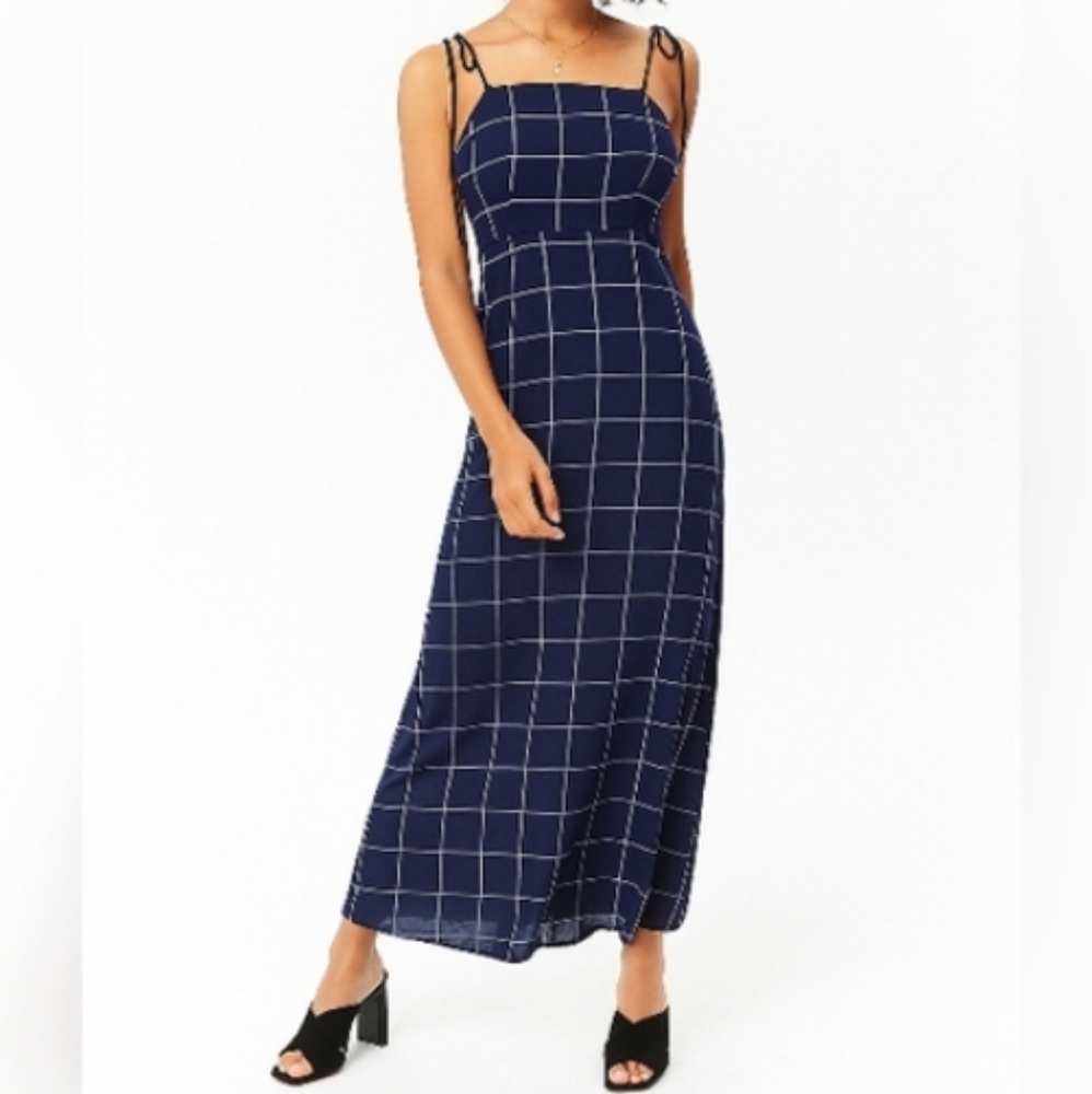 FOREVER 21 Grid Print Maxi Dress  NWOT